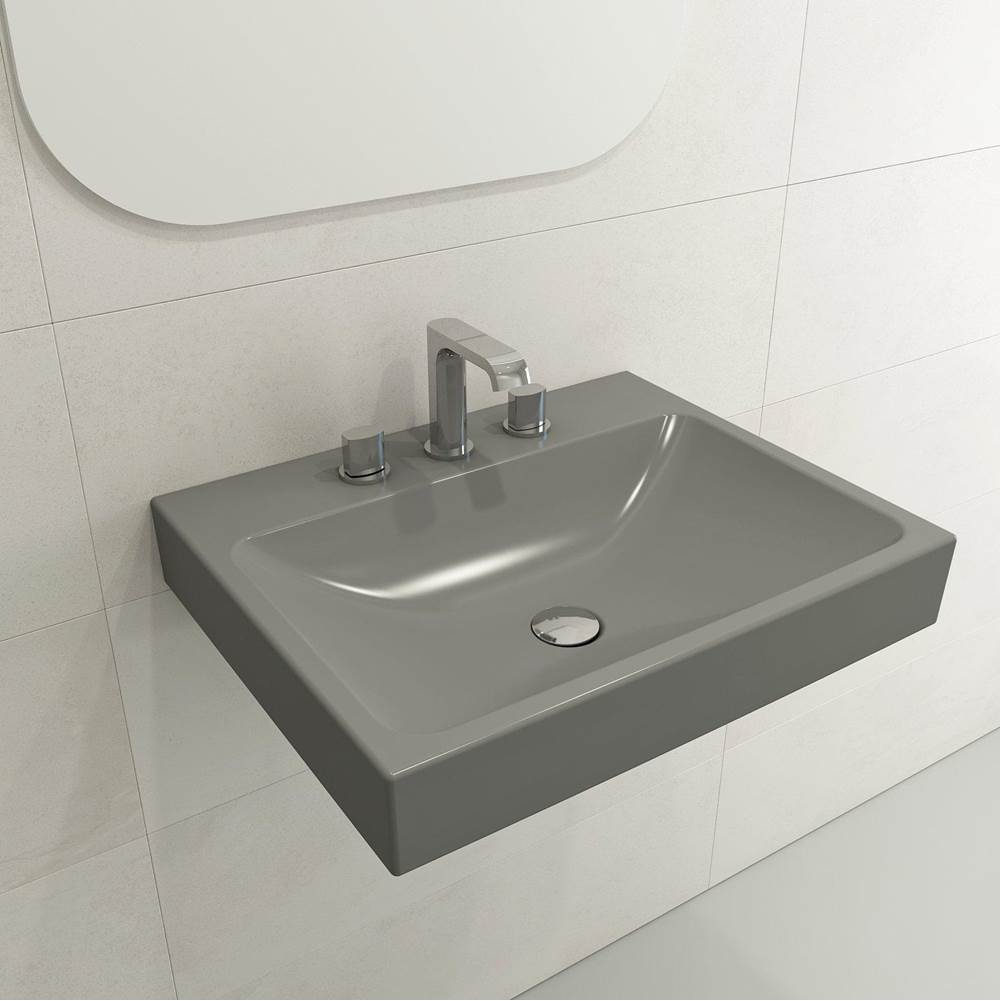 BOCCHI - Scala Arch Wall-Mounted Sink Fireclay 23.75 in. 3-Hole in Matte Gray - Matte Gray