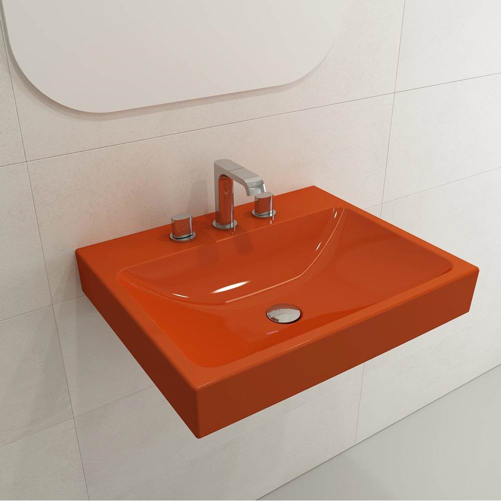 BOCCHI - Scala Arch Wall-Mounted Sink Fireclay 23.75 in. 3-Hole in Orange - Orange