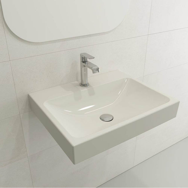 BOCCHI - Scala Arch Wall-Mounted Sink Fireclay 23.75 in. 1-Hole in Biscuit - Biscuit