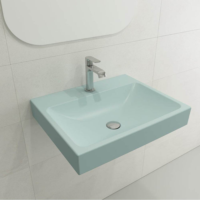 BOCCHI - Scala Arch Wall-Mounted Sink Fireclay 23.75 in. 1-Hole in Matte Ice Blue - Matte Ice Blue