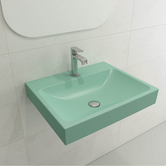 BOCCHI - Scala Arch Wall-Mounted Sink Fireclay 23.75 in. 1-Hole in Matte Mint Green - Matte Mint Green