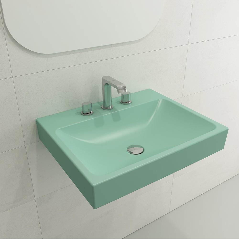 BOCCHI - Scala Arch Wall-Mounted Sink Fireclay 23.75 in. 3-Hole in Matte Mint Green - Matte Mint Green