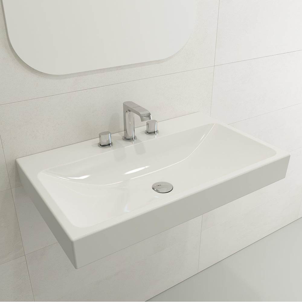 BOCCHI - Scala Arch Wall-Mounted Sink Fireclay 32 in. 3-Hole in White - White