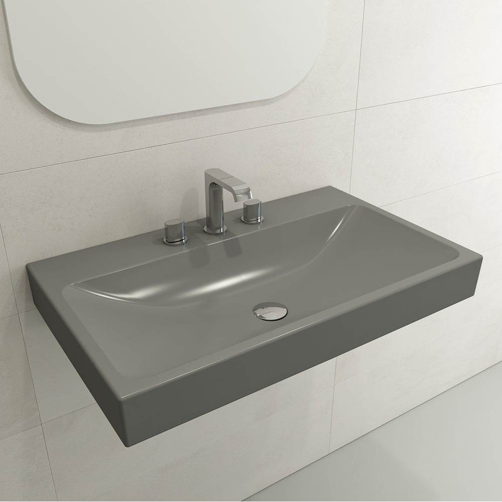BOCCHI - Scala Arch Wall-Mounted Sink Fireclay 32 in. 3-Hole in Matte Gray - Matte Gray