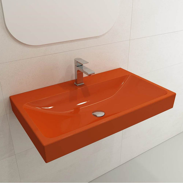 BOCCHI - Scala Arch Wall-Mounted Sink Fireclay 32 in. 1-Hole in Orange - Orange