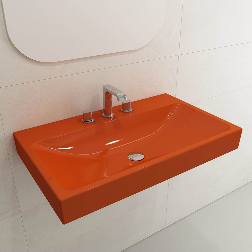 BOCCHI - Scala Arch Wall-Mounted Sink Fireclay 32 in. 3-Hole in Orange - Orange