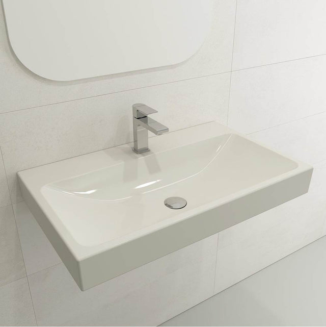 BOCCHI - Scala Arch Wall-Mounted Sink Fireclay 32 in. 1-Hole in Biscuit - Biscuit