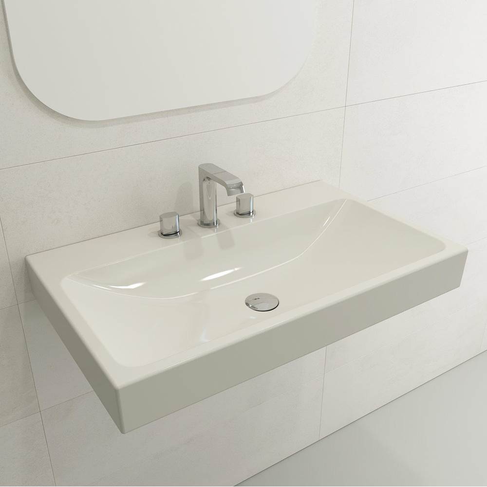 BOCCHI - Scala Arch Wall-Mounted Sink Fireclay 32 in. 3-Hole in Biscuit - Biscuit
