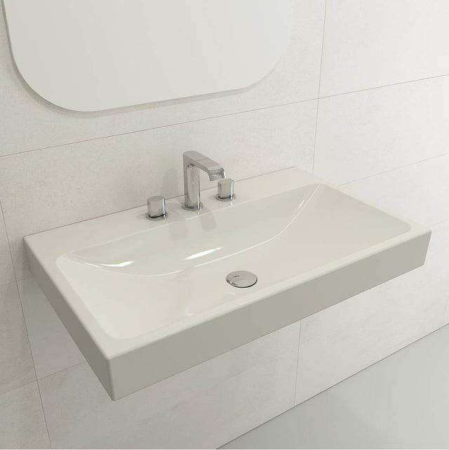 BOCCHI - Scala Arch Wall-Mounted Sink Fireclay 32 in. 3-Hole in Biscuit - Biscuit