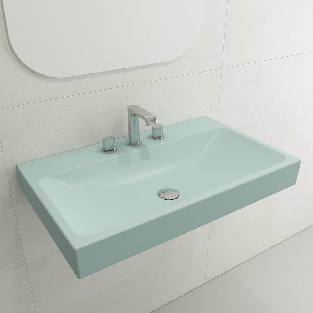 BOCCHI - Scala Arch Wall-Mounted Sink Fireclay 32 in. 3-Hole in Matte Ice Blue - Matte Ice Blue
