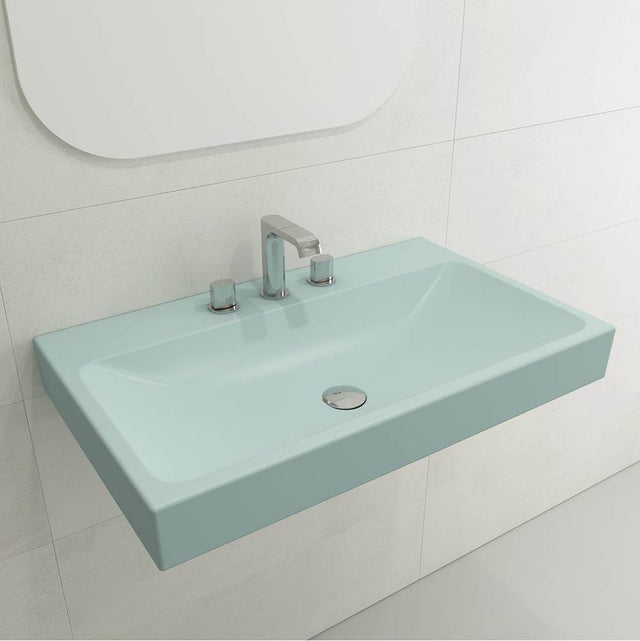 BOCCHI - Scala Arch Wall-Mounted Sink Fireclay 32 in. 3-Hole in Matte Ice Blue - Matte Ice Blue