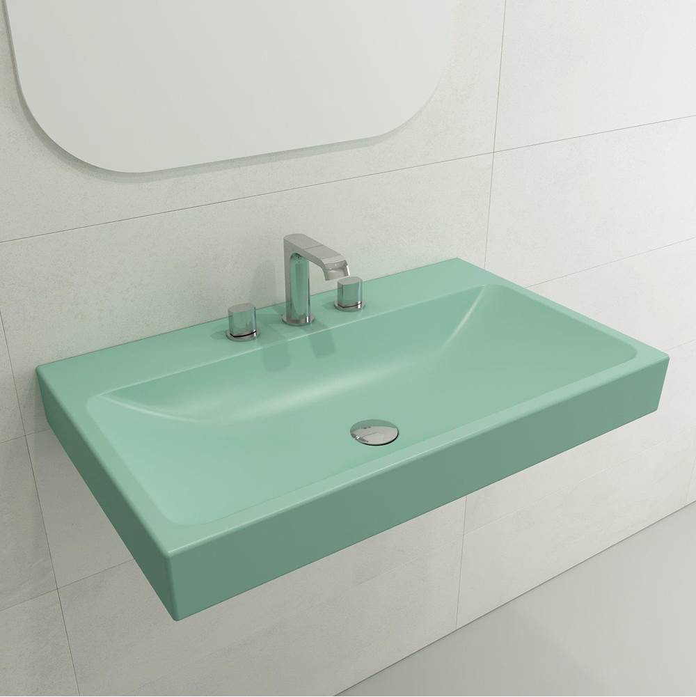 BOCCHI - Scala Arch Wall-Mounted Sink Fireclay 32 in. 3-Hole in Matte Mint Green - Matte Mint Green