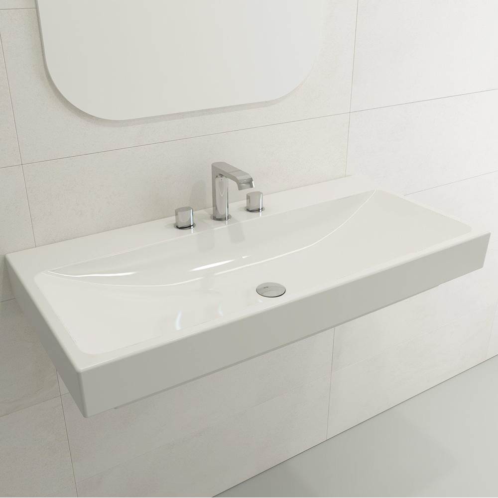 BOCCHI - Scala Arch Wall-Mounted Sink Fireclay 39.75 in. 3-Hole in White - White
