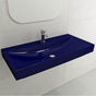 BOCCHI - Scala Arch Wall-Mounted Sink Fireclay 39.75 in. 1-Hole in Sapphire Blue - Sapphire Blue
