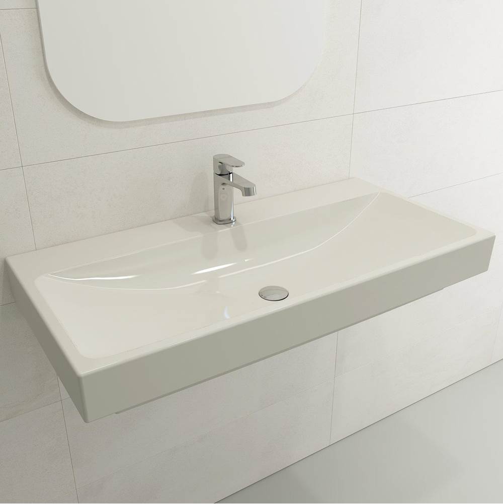 BOCCHI - Scala Arch Wall-Mounted Sink Fireclay 39.75 in. 1-Hole in Biscuit - Biscuit