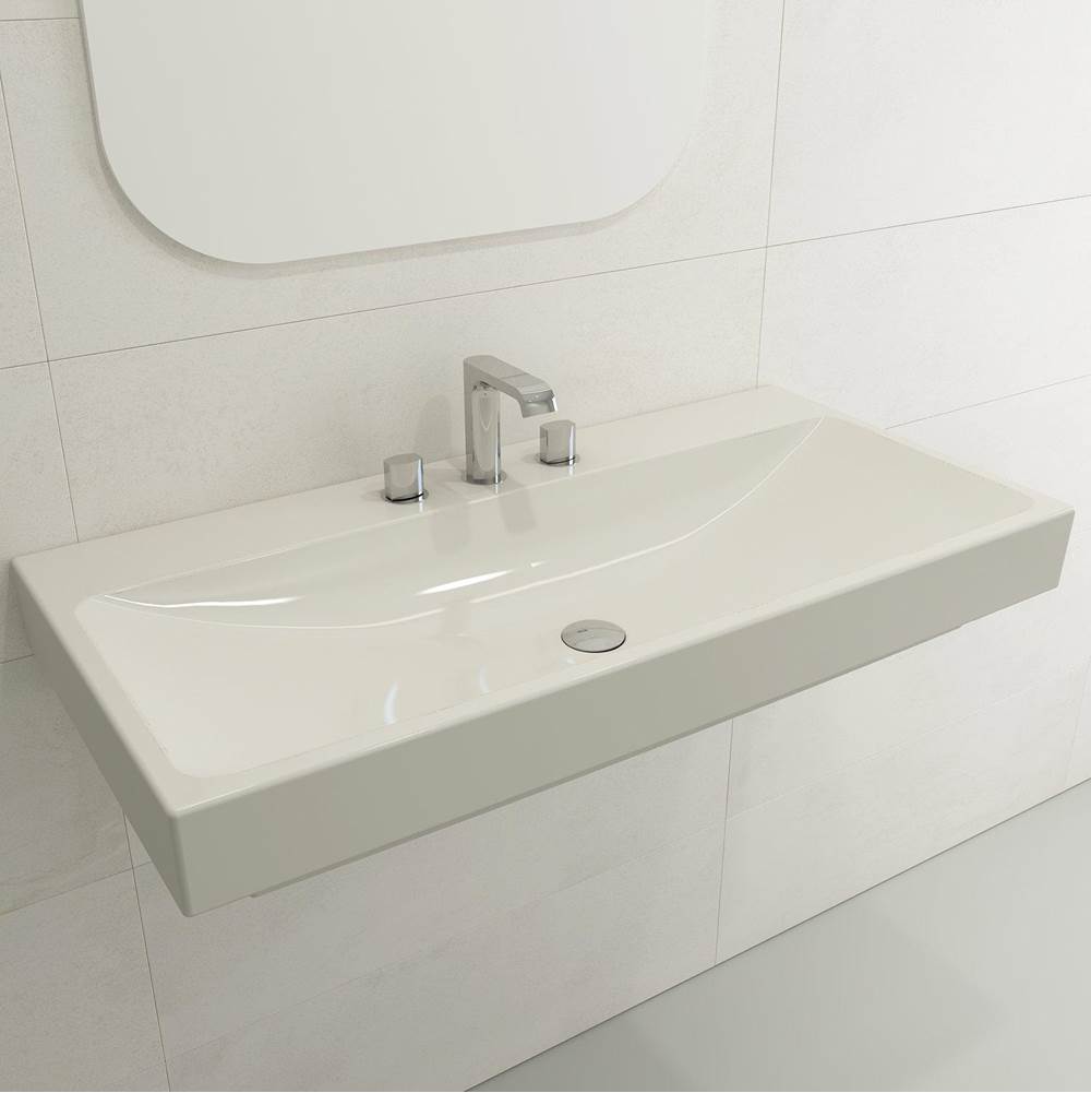 BOCCHI - Scala Arch Wall-Mounted Sink Fireclay 39.75 in. 3-Hole in Biscuit - Biscuit