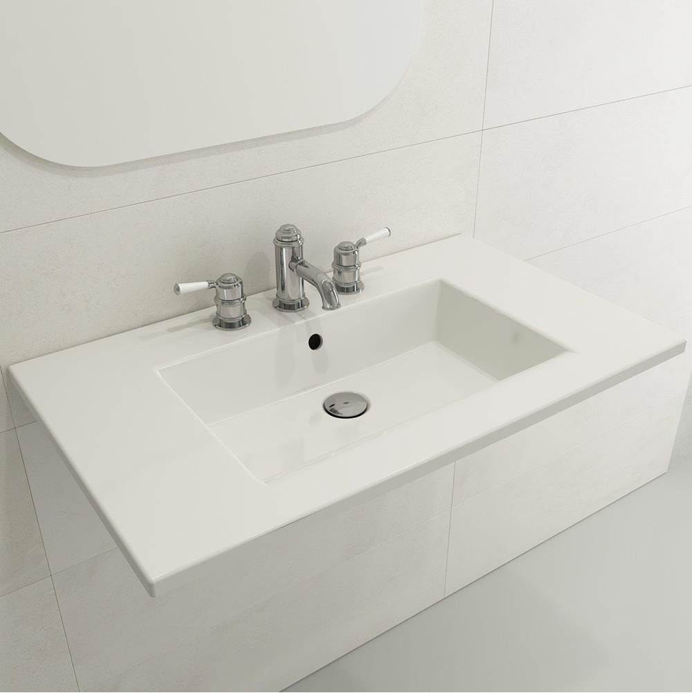 BOCCHI - Ravenna Wall-Mounted Sink Fireclay 32.25 in. 1-Hole with Overflow in White - White