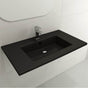 BOCCHI - Ravenna Wall-Mounted Sink Fireclay 32.25 in. 3-Hole with Overflow in Matte Black - Matte Black