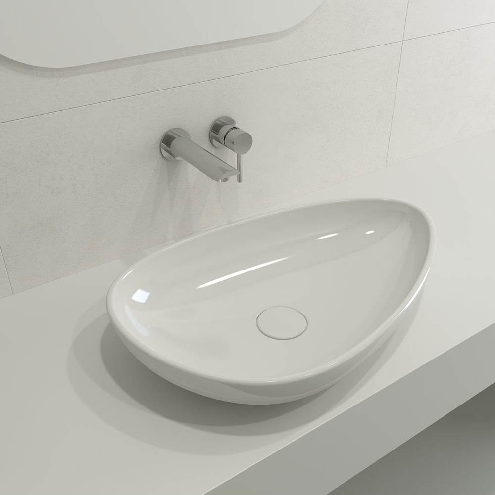 BOCCHI - Etna Vessel Fireclay 23.25 in. with Matching Drain Cover in White - White