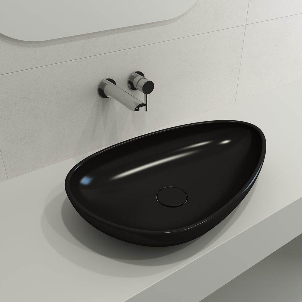 BOCCHI - Etna Vessel Fireclay 23.25 in. with Matching Drain Cover in Matte Black - Matte Black