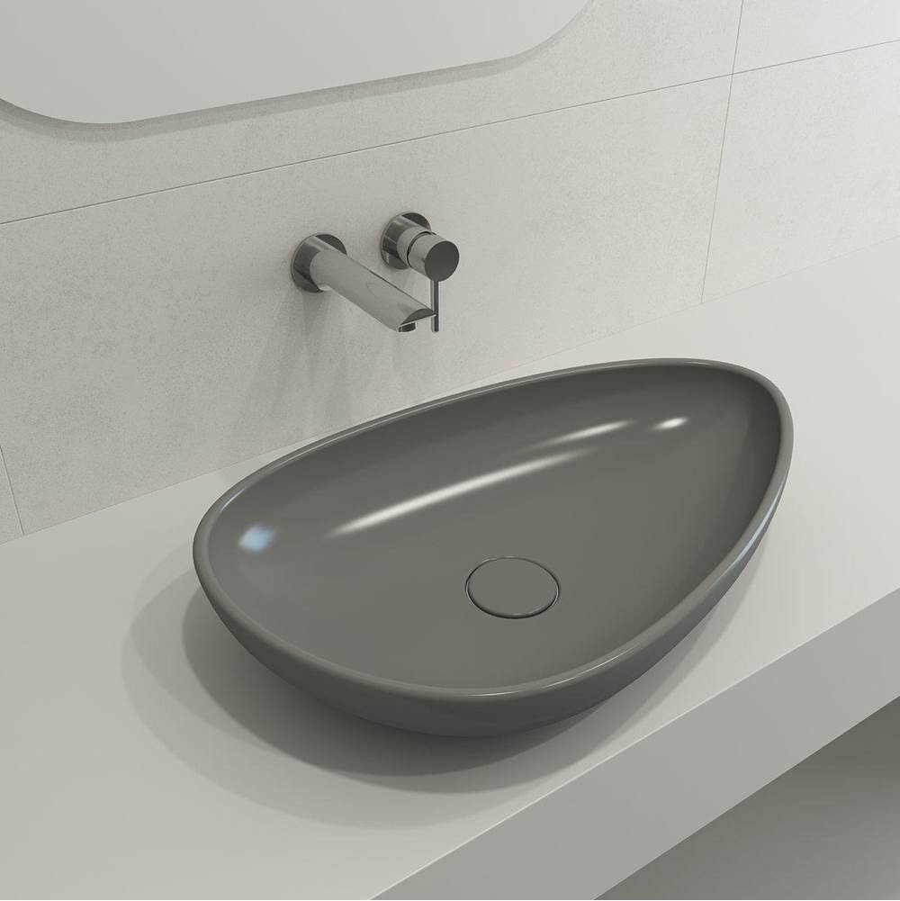BOCCHI - Etna Vessel Fireclay 23.25 in. with Matching Drain Cover in Matte Gray - Matte Gray