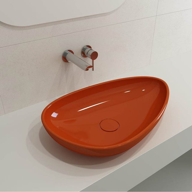 BOCCHI - Etna Vessel Fireclay 23.25 in. with Matching Drain Cover in Orange - Orange