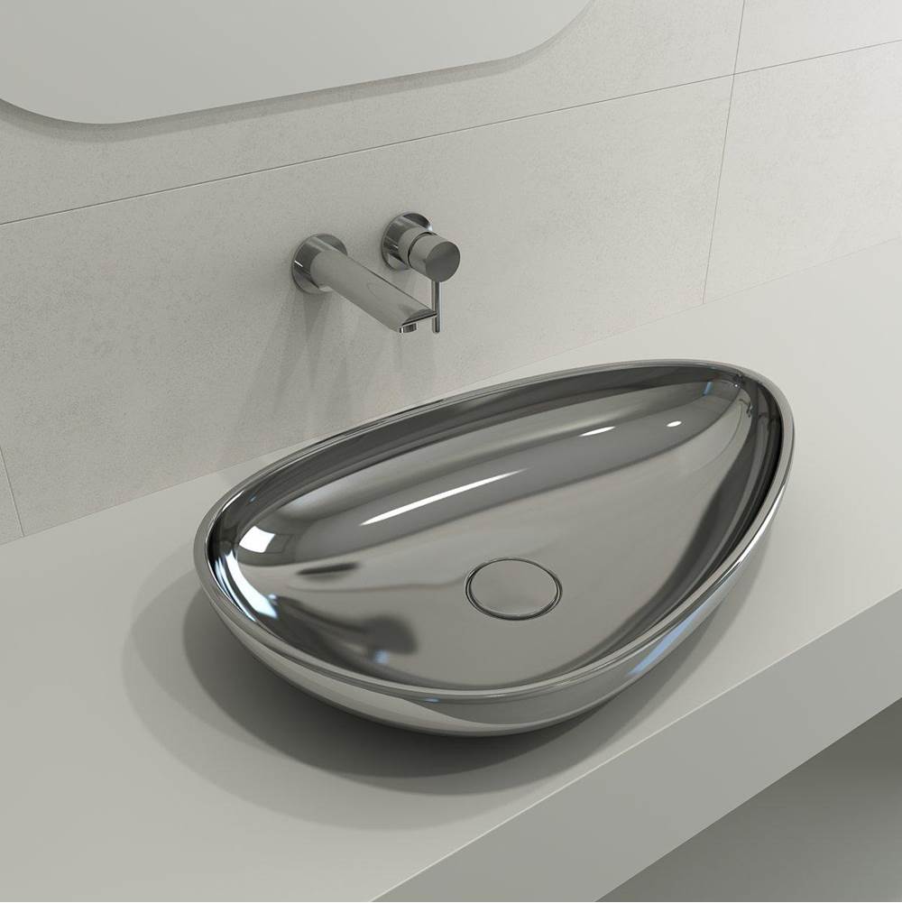 BOCCHI - Etna Vessel Fireclay 23.25 in. with Matching Drain Cover in Platinum - Platinum