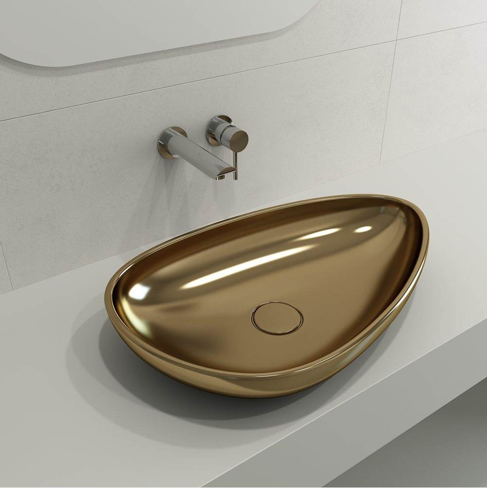 BOCCHI - Etna Vessel Fireclay 23.25 in. with Matching Drain Cover in Matte Gold - Matte Gold