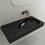 BOCCHI - Etna Wall-Mounted Sink Fireclay 35.5 in. with Matching Drain Cover in Black - Black