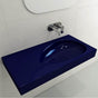 BOCCHI - Etna Wall-Mounted Sink Fireclay 35.5 in. with Matching Drain Cover in Sapphire Blue - Sapphire Blue