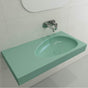 BOCCHI - Etna Wall-Mounted Sink Fireclay 35.5 in. with Matching Drain Cover in Matte Mint Green - Matte Mint Green