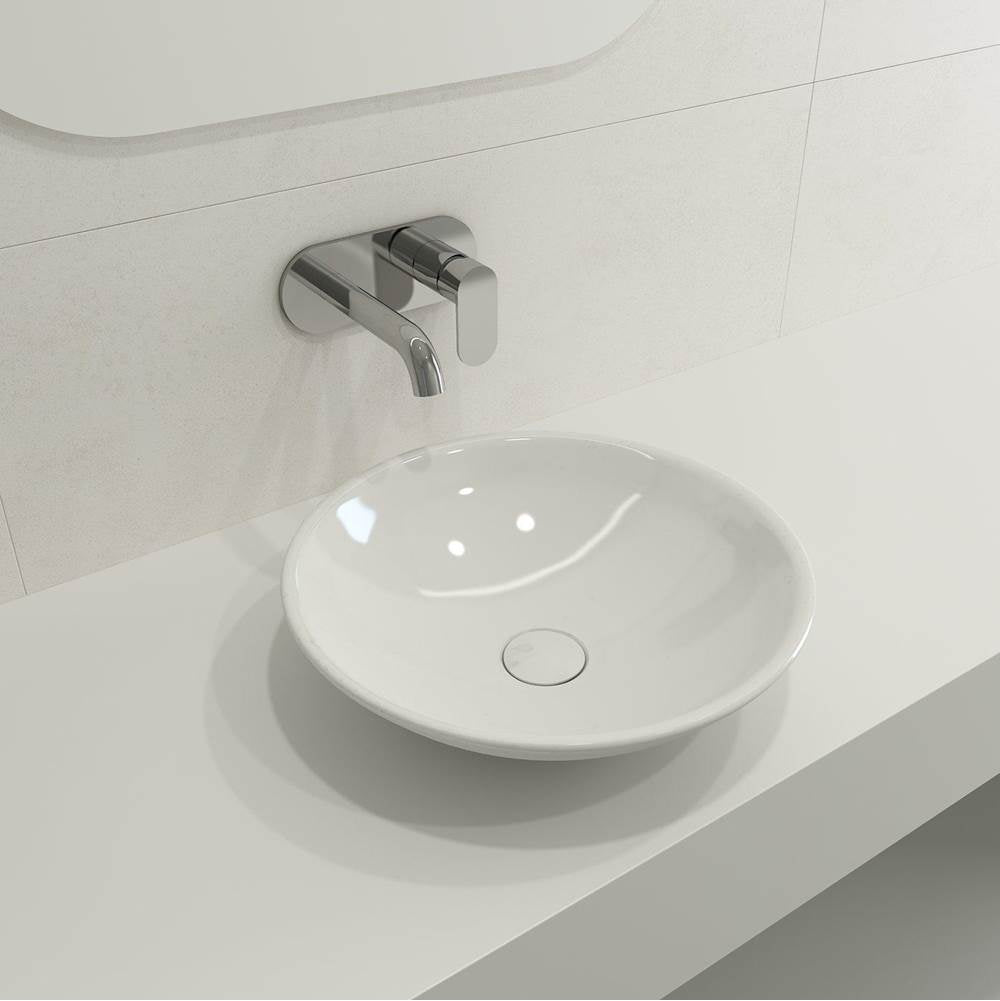 BOCCHI - Venezia Vessel Fireclay 15.75 in. with Matching Drain Cover in White - White
