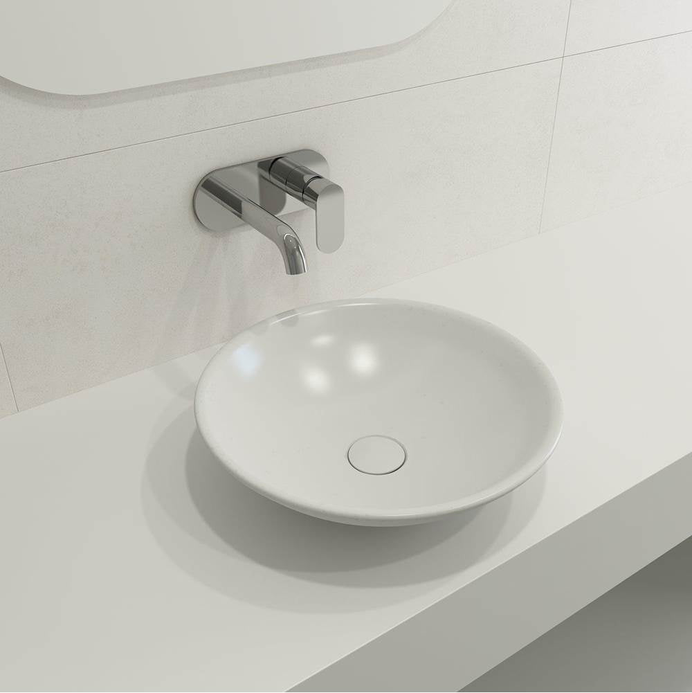 BOCCHI - Venezia Vessel Fireclay 15.75 in. with Matching Drain Cover in Matte White - Matte White