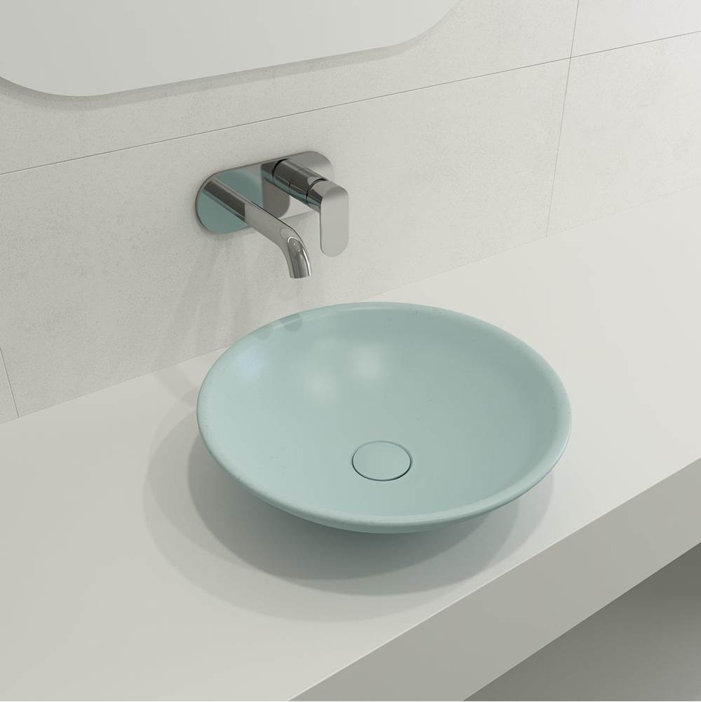 BOCCHI - Venezia Vessel Fireclay 15.75 in. with Matching Drain Cover in Matte Ice Blue - Matte Ice Blue