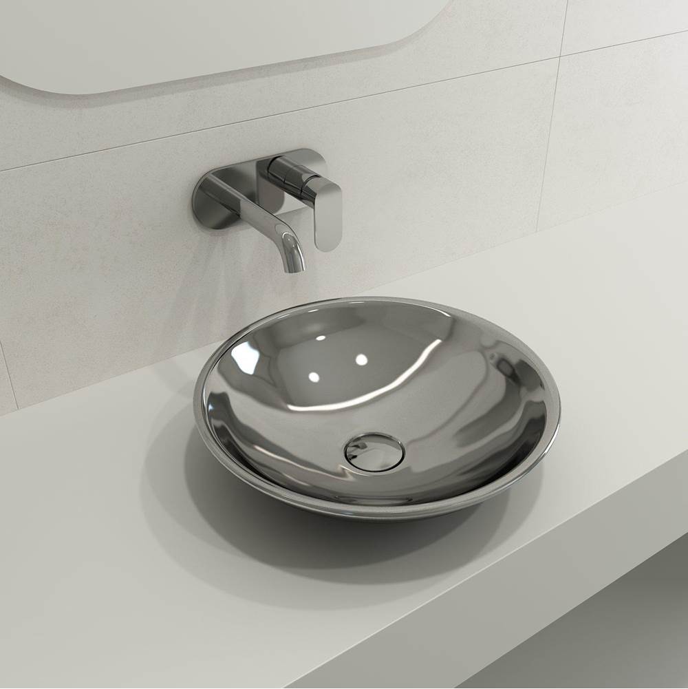 BOCCHI - Venezia Vessel Fireclay 15.75 in. with Matching Drain Cover in Platinum - Platinum