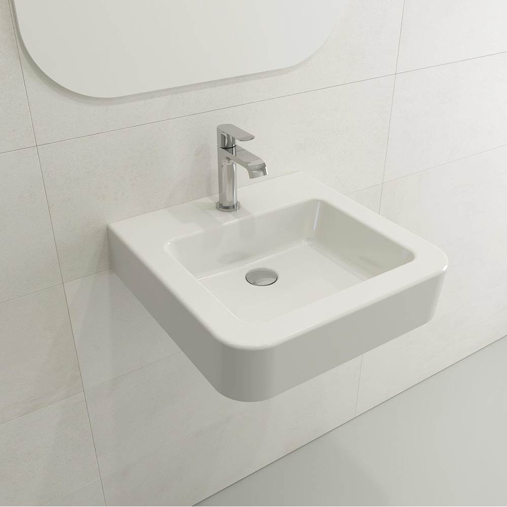 BOCCHI - Parma Wall-Mounted Sink Fireclay 19.75 in. 1-Hole with Overflow in White - White