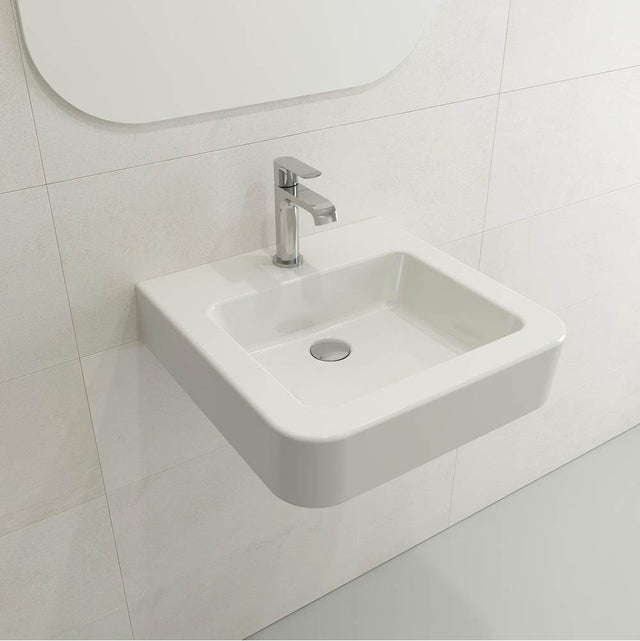 BOCCHI - Parma Wall-Mounted Sink Fireclay 19.75 in. 1-Hole with Overflow in White - White