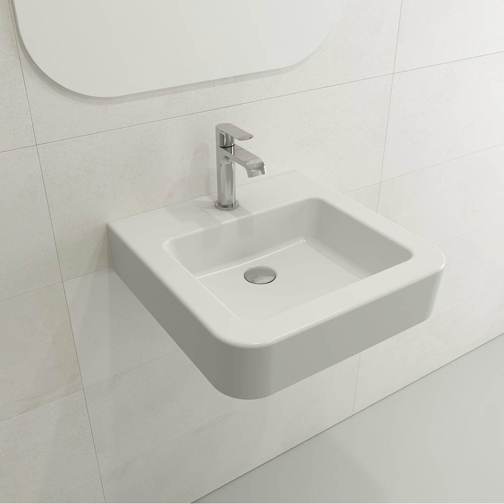 BOCCHI - Parma Wall-Mounted Sink Fireclay 19.75 in. 1-Hole with Overflow in Matte White - Matte White