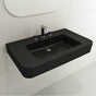 BOCCHI - Parma Wall-Mounted Sink Fireclay 33.5 in. 3-Hole with Overflow in Matte Black - Matte Black