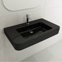 BOCCHI - Parma Wall-Mounted Sink Fireclay 33.5 in. 1-Hole with Overflow in Black - Black