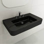 BOCCHI - Parma Wall-Mounted Sink Fireclay 33.5 in. 3-Hole with Overflow in Black - Black