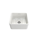 Classico Farmhouse Apron Front Fireclay 20 in. Single Bowl Kitchen Sink with Protective Bottom Grid and Strainer in White