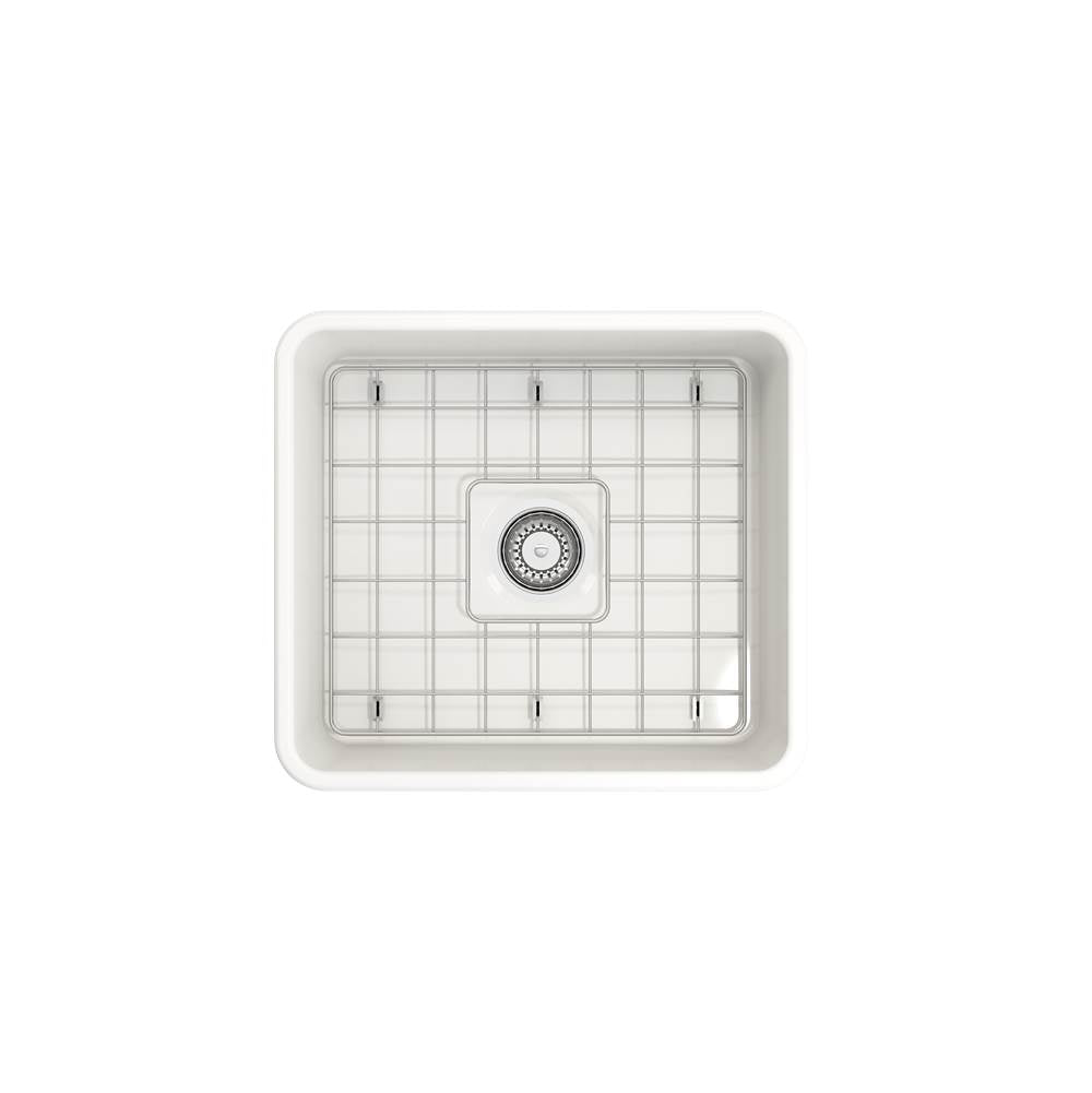 Classico Farmhouse Apron Front Fireclay 20 in. Single Bowl Kitchen Sink with Protective Bottom Grid and Strainer in White