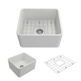 BOCCHI - Classico Farmhouse Apron Front Fireclay 20 in. Single Bowl Kitchen Sink with Protective Bottom Grid and Strainer in Matte White - Matte White