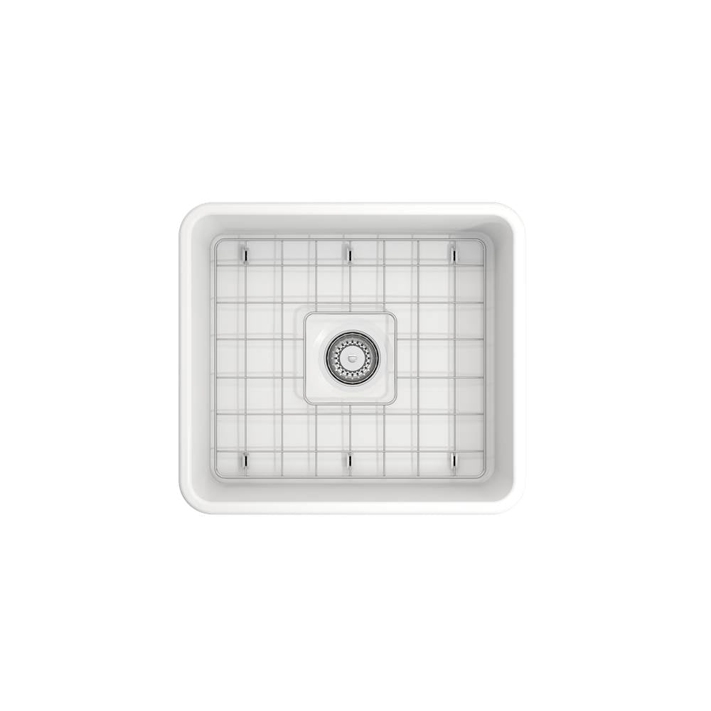 Classico Farmhouse Apron Front Fireclay 20 in. Single Bowl Kitchen Sink with Protective Bottom Grid and Strainer in White