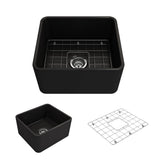 BOCCHI - Classico Farmhouse Apron Front Fireclay 20 in. Single Bowl Kitchen Sink with Protective Bottom Grid and Strainer in Matte Black - Matte Black