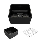 BOCCHI - Classico Farmhouse Apron Front Fireclay 20 in. Single Bowl Kitchen Sink with Protective Bottom Grid and Strainer in Black - Black