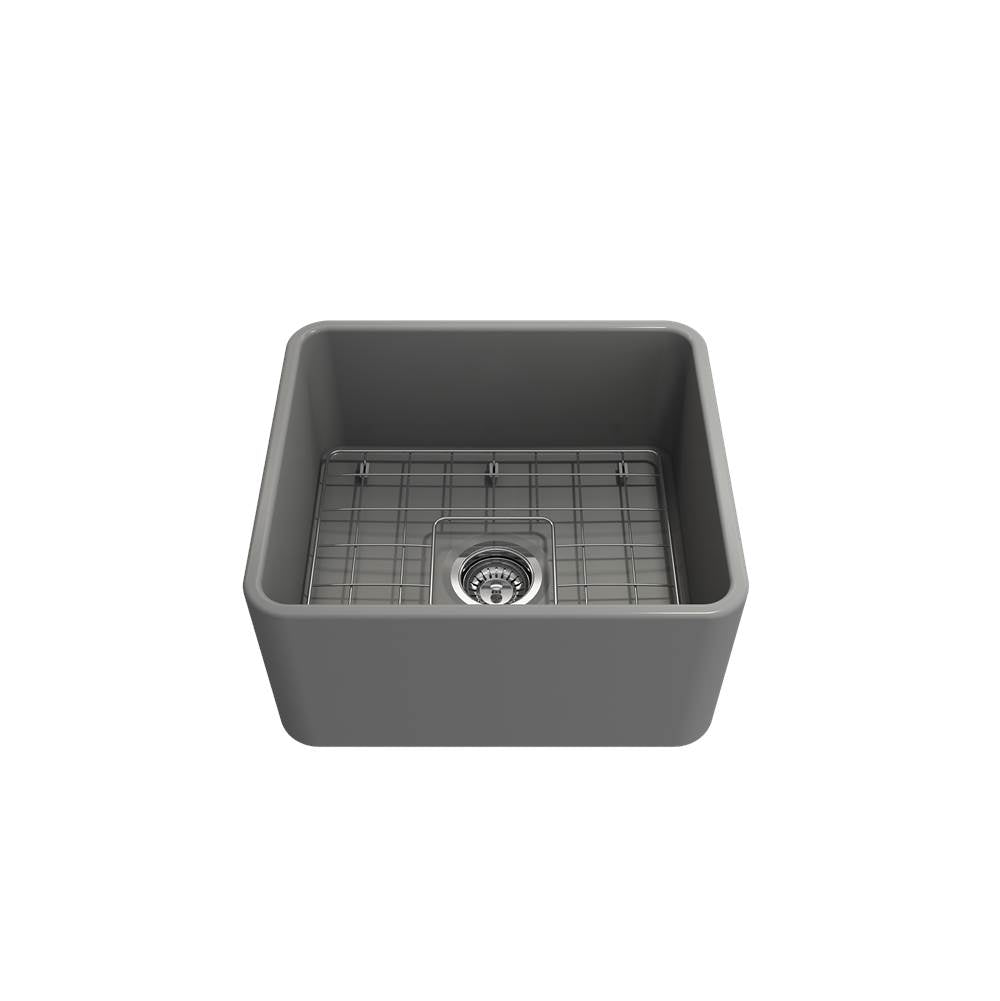 Classico Farmhouse Apron Front Fireclay 20 in. Single Bowl Kitchen Sink with Protective Bottom Grid and Strainer in White