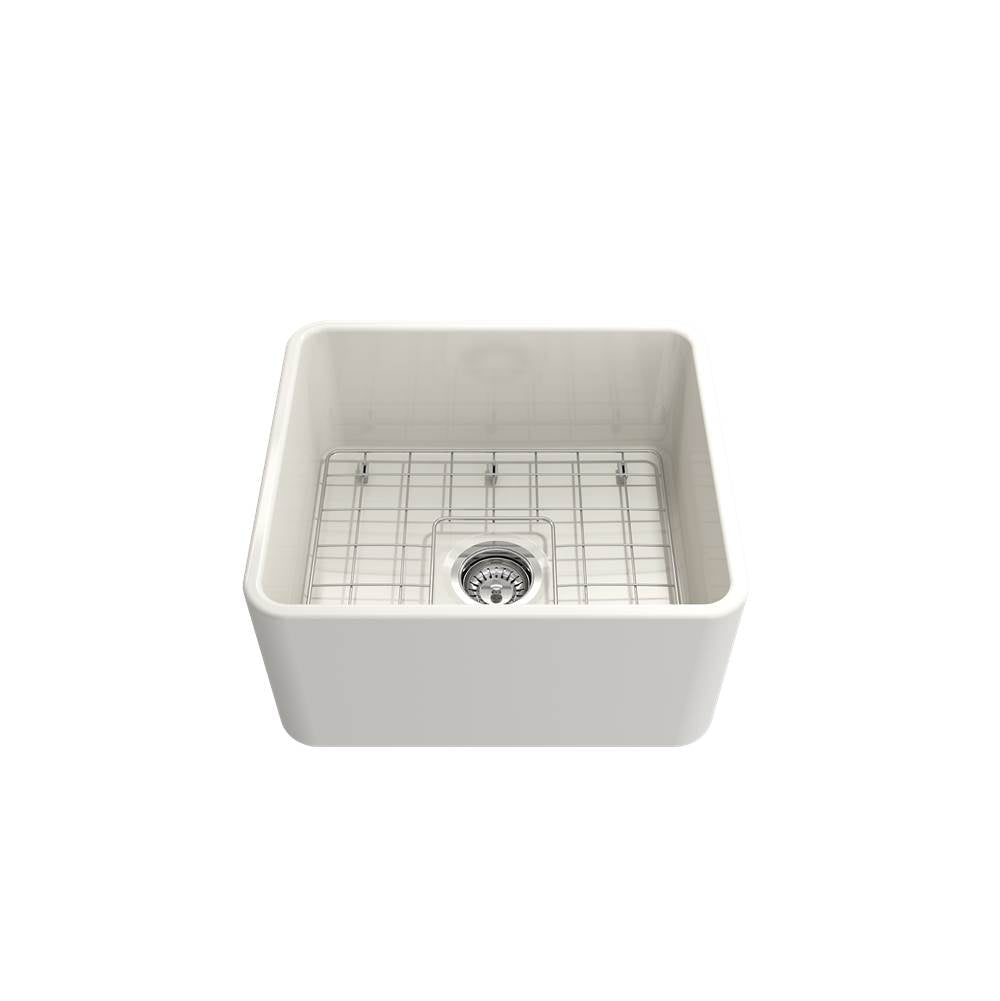 Classico Farmhouse Apron Front Fireclay 20 in. Single Bowl Kitchen Sink with Protective Bottom Grid and Strainer in White