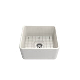 Classico Farmhouse Apron Front Fireclay 20 in. Single Bowl Kitchen Sink with Protective Bottom Grid and Strainer in White